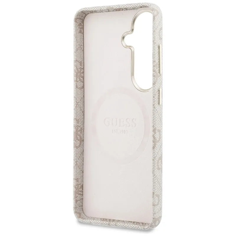 Guess 4G Triangle Logo MagSafe – dėklas Samsung Galaxy S26 telefonui (rožinis)