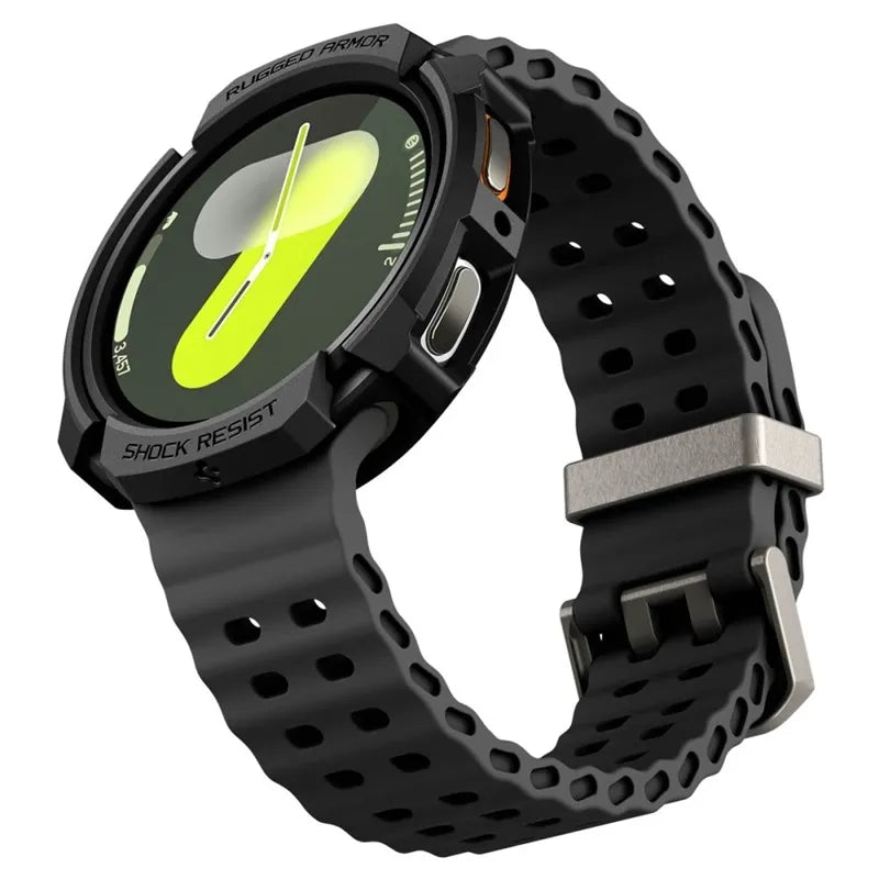 Spigen Rugged Armor – Dėklas Samsung Galaxy Watch 8 44 mm (Matine juoda)