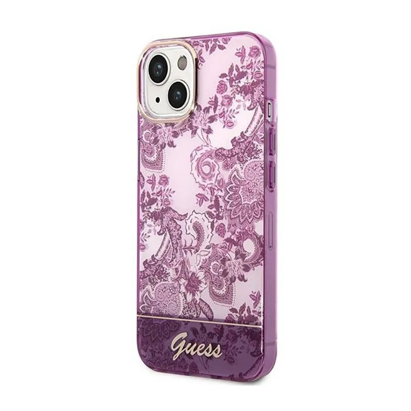 „Guess Porcelain Collection“ – dėklas „iPhone 14 Plus“ (fuksijos spalvos)