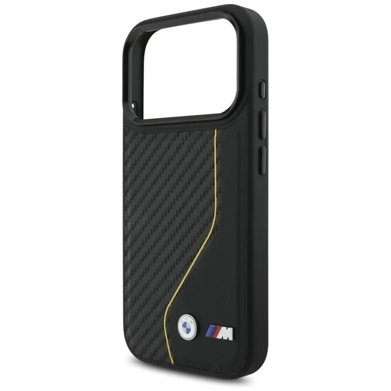 BMW M Carbon Line & Logo MagSafe – dėklas iPhone 17 Pro (geltonas)