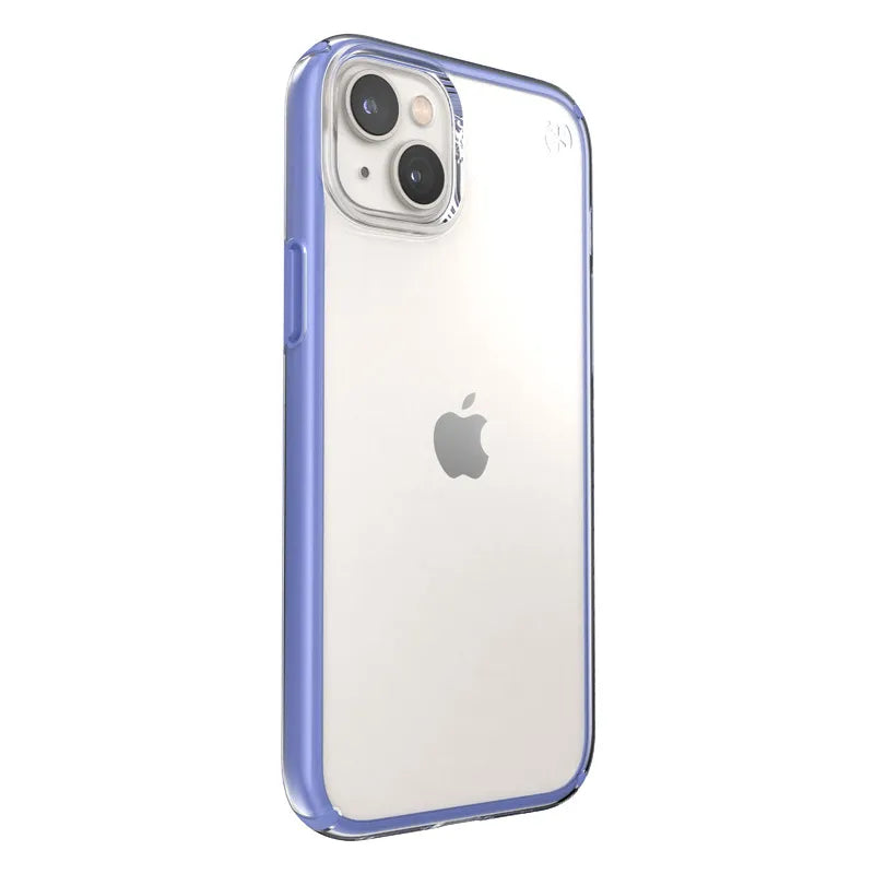 Speck Presidio Perfect-Clear su Impact Geometry - Dėklas iPhone 15 Plus / 14 Plus su MICROBAN danga (Skaidrus / Grounded Purple)