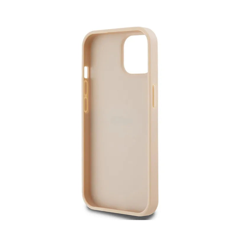 DKNY Leather Mono Stripe & Metal Logo – dėklas iPhone 15 Plus / 14 Plus (rožinis)