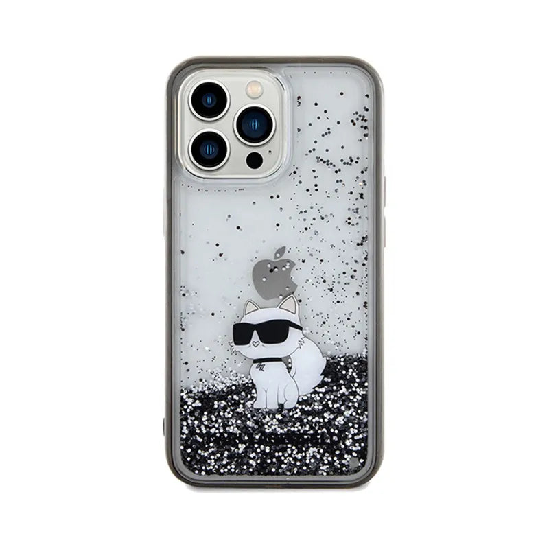Karl Lagerfeld Liquid Glitter Choupette – dėklas Apple iPhone 13 Pro Max (skaidrus)