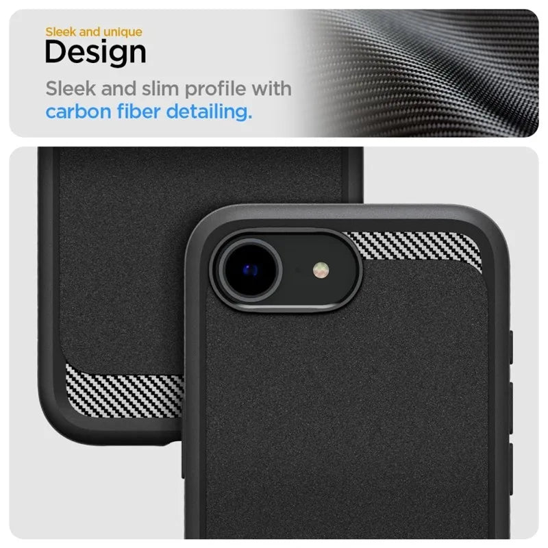 Spigen Rugged Armor Mag MagSafe – dėklas iPhone 17e / 16e (matinė juoda)