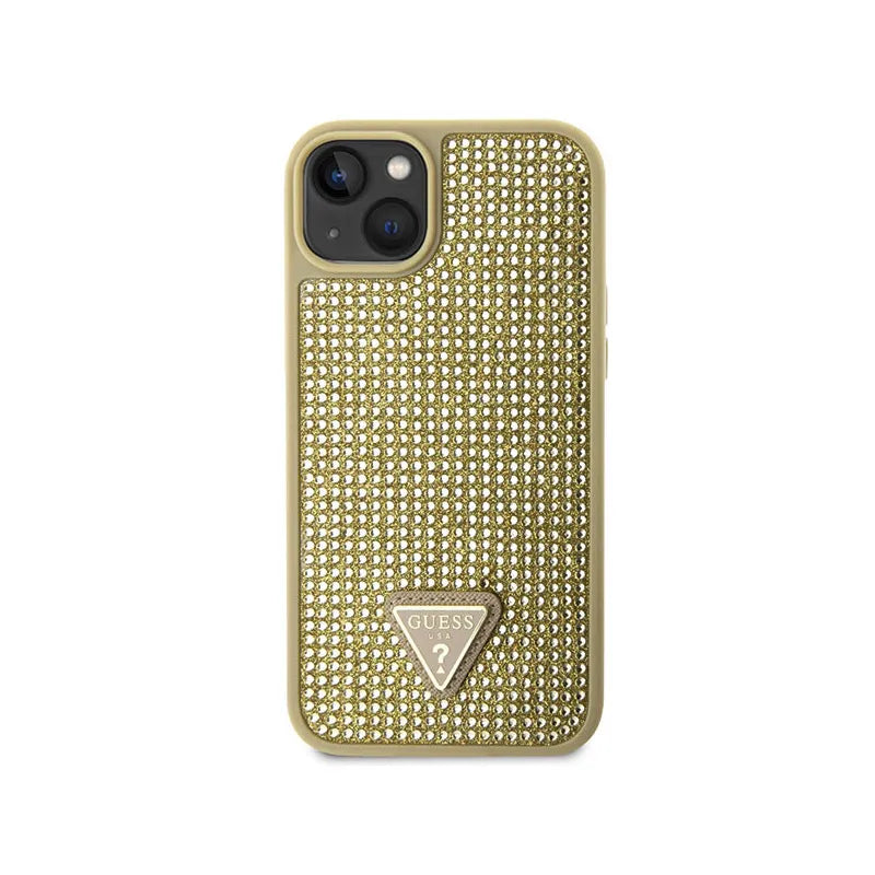 Guess Rhinestone Triangle – dėklas iPhone 14 (auksinis)