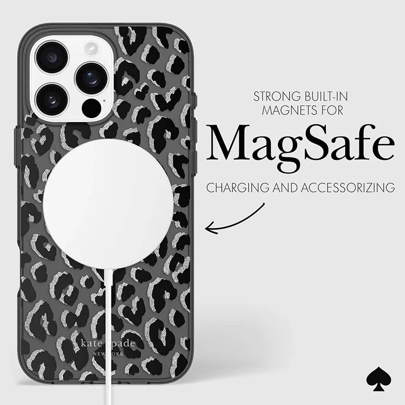 „Kate Spade New York“ apsauginis „MagSafe“ dėklas, skirtas „iPhone 16 Pro Max“ (City Leopard)