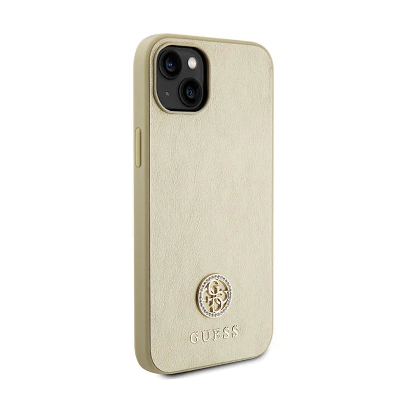 Guess 4G Strass Metal Logo – Dėklas iPhone 15 (auksinis)