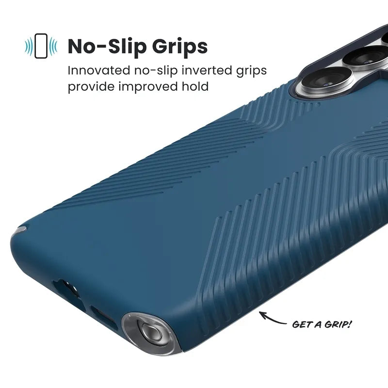 Speck Presidio2 Grip Magnet – MagSafe dėklas Samsung Galaxy S26 Ultra (tamsiai mėlynas / sidabrinis metalikas / mėlynas)