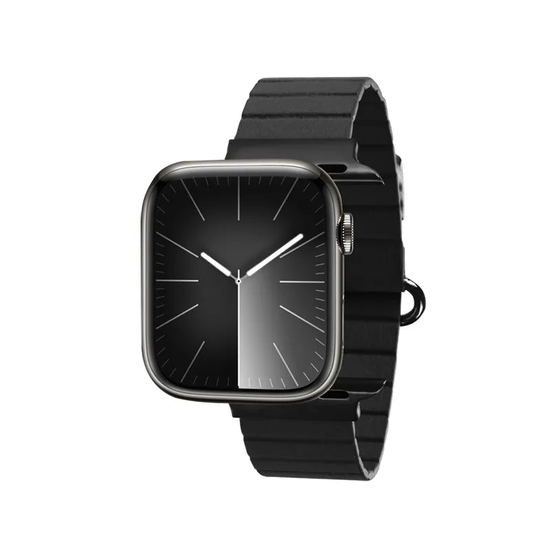 Crong Eclipse – magnetinis odinis Apple Watch dirželis 44/45/46/49 mm (juodas)