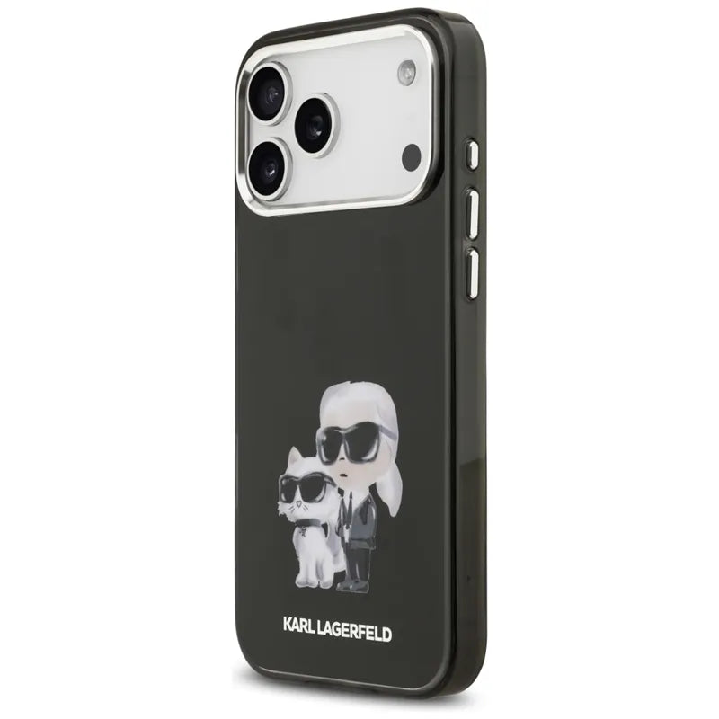 Karl Lagerfeld IML Aquarelle Karl & Choupette & Logo MagSafe – dėklas iPhone 17 Pro Max (juodas)