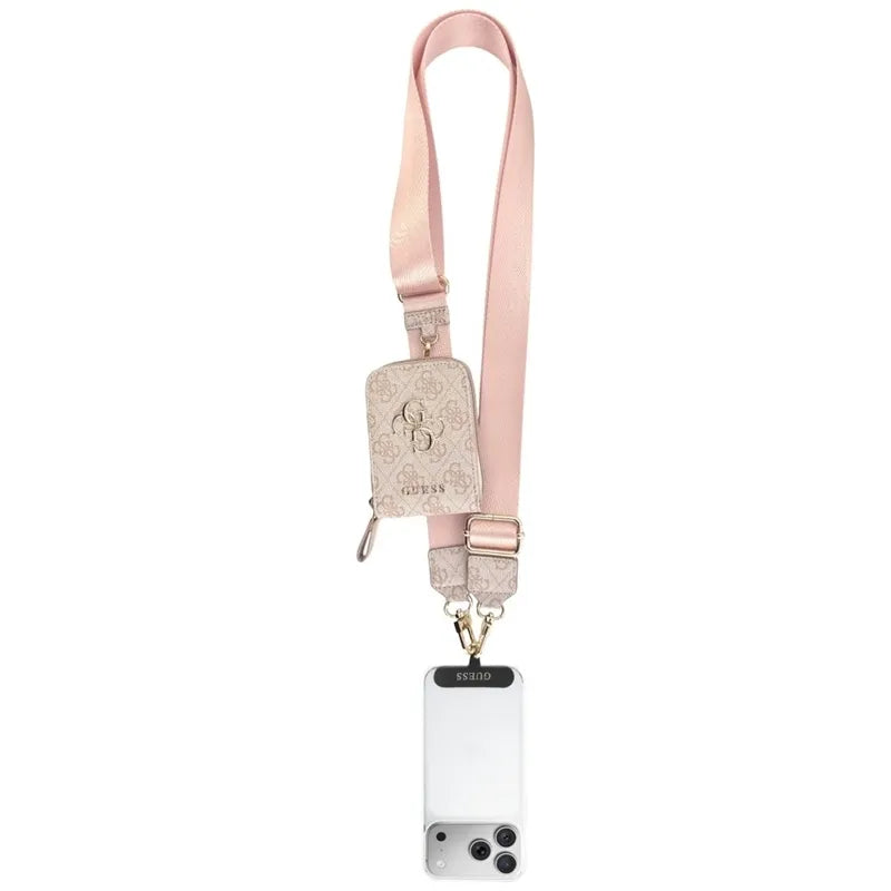 Guess 4G Metal Logo Universal Crossbody Phone Strap Small Purse – telefono dirželis/dirželis per petį su pinigine (rožinė)