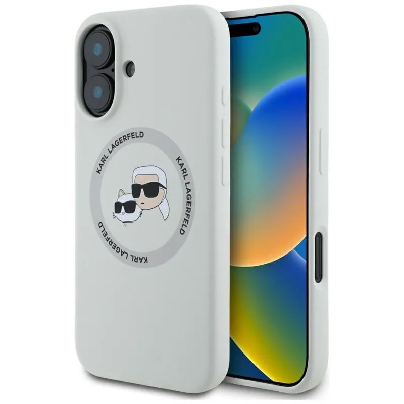 Karl Lagerfeld Silicone Double Heads And Circle MagSafe – Dėklas iPhone 16 (smėlio spalvos)