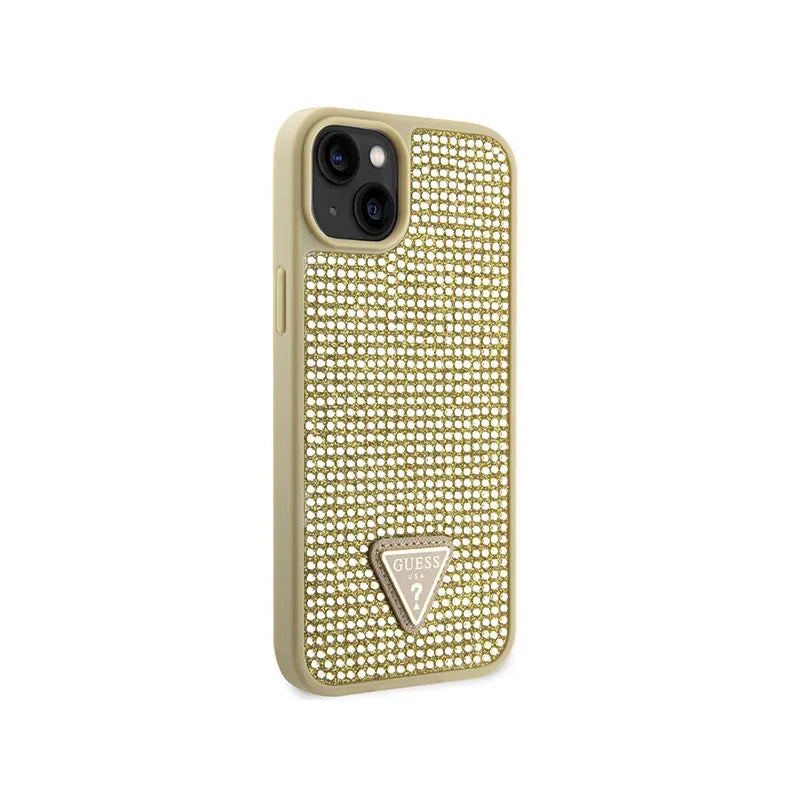 Guess Rhinestone Triangle – dėklas iPhone 14 (auksinis)