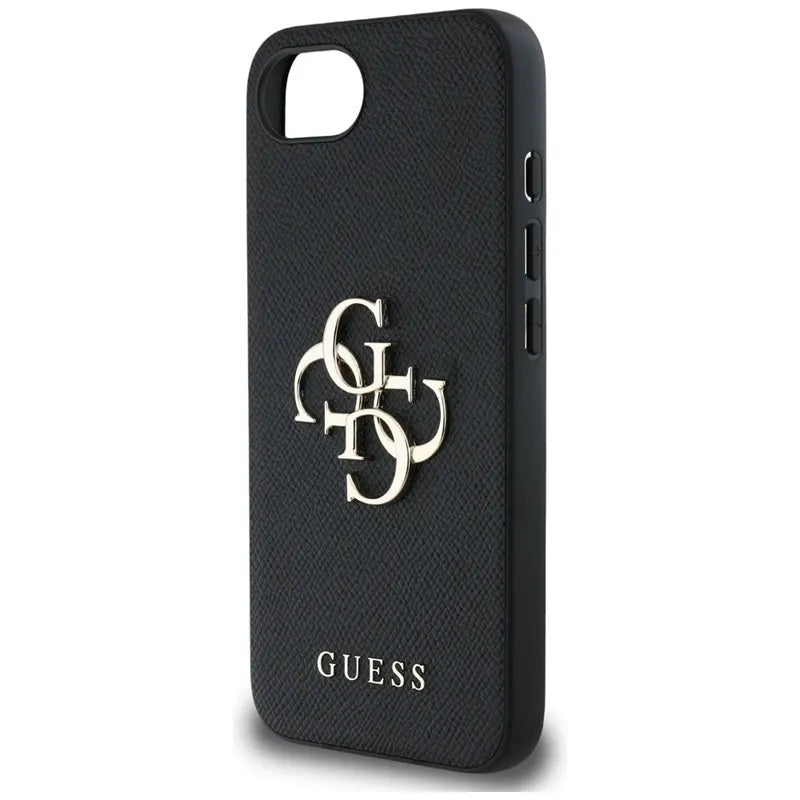 Guess Grained Big 4G Logo Small Classic Logo – dėklas iPhone 16e (juodas)