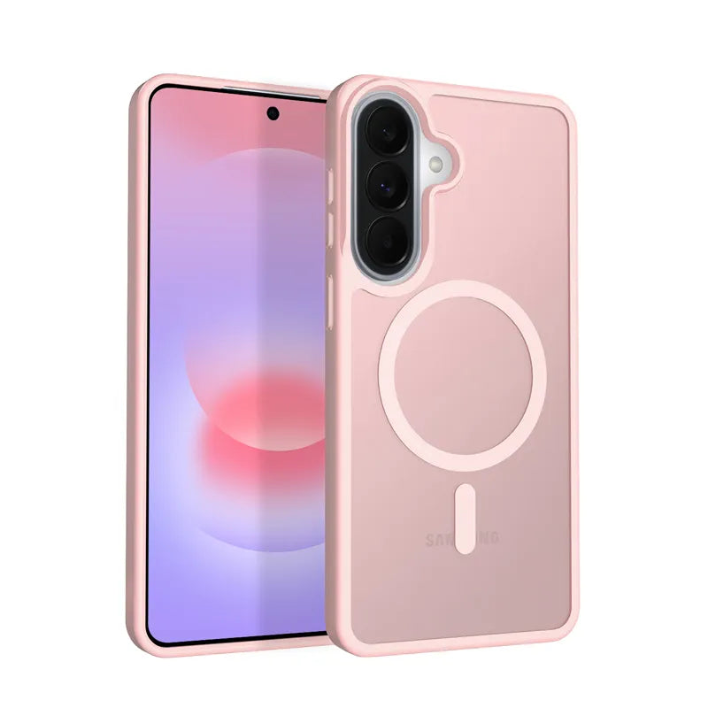 Crong Hybrid Matte Magnetic – MagSafe dėklas Samsung Galaxy A37 / A36 (rožinis)
