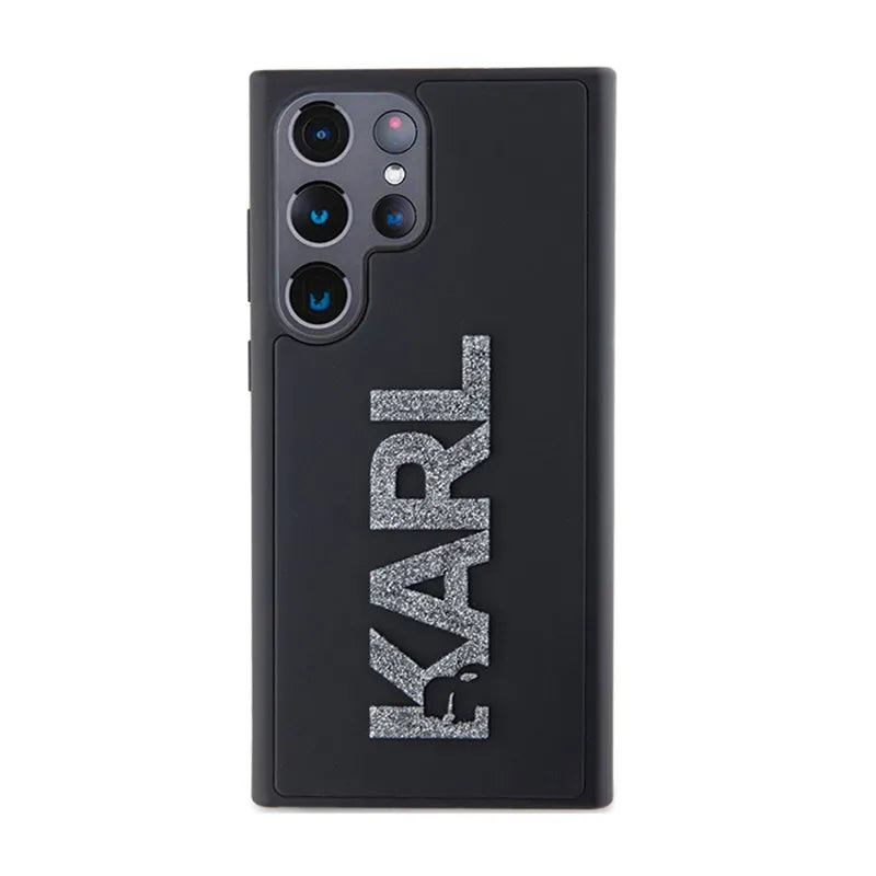 Karl Lagerfeld 3D Rubber Glitter Logo – Samsung Galaxy S23 Ultra dėklas (juodas)