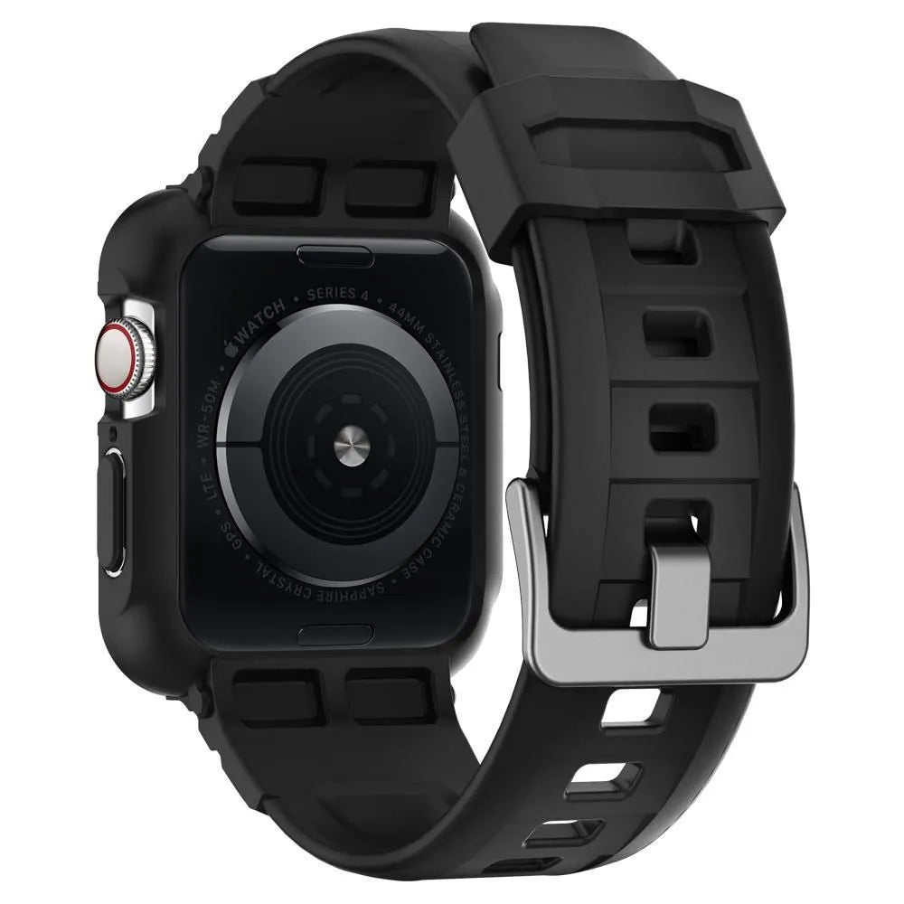 Spigen Rugged Armor Pro dėklas – dirželis su dėklu Apple Watch 44 / 45 mm (juodas)