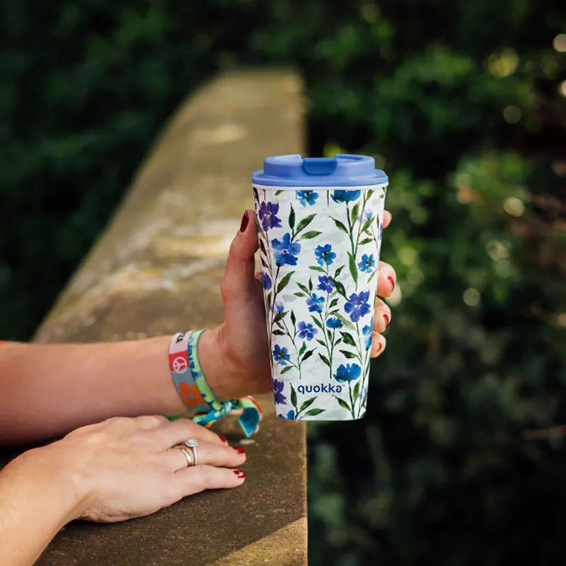 Quokka Vaso Cafe dvisienis puodelis – 450 ml (Ditsy Bloom)