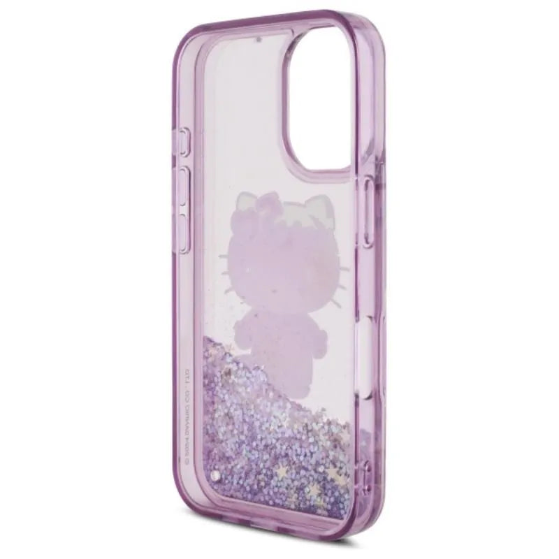 Hello Kitty Liquid Glitter 50TH Anniversary Party – dėklas, skirtas iPhone 16 (violetinis)