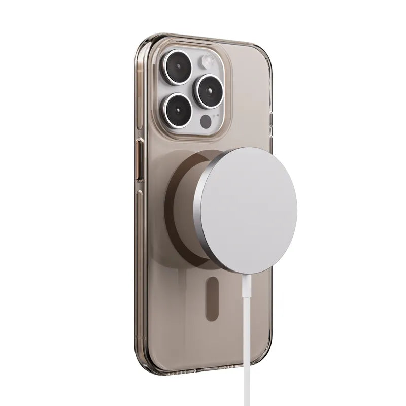 Crong Clear MAG Pro – MagSafe dėklas, skirtas iPhone 15 Pro (rudas)