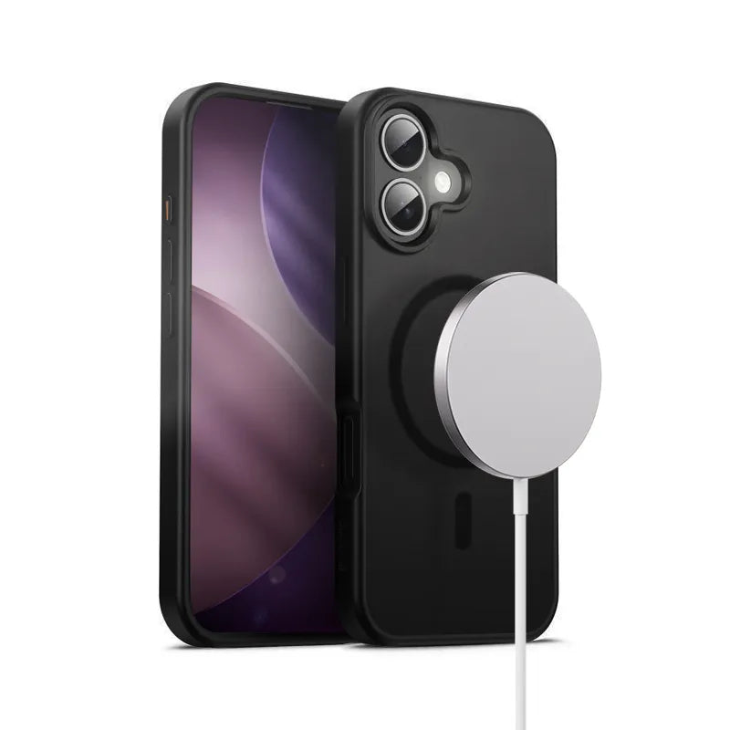 Crong Hybrid Frost MAG Cover - MagSafe dėklas iPhone 17 (juodas)