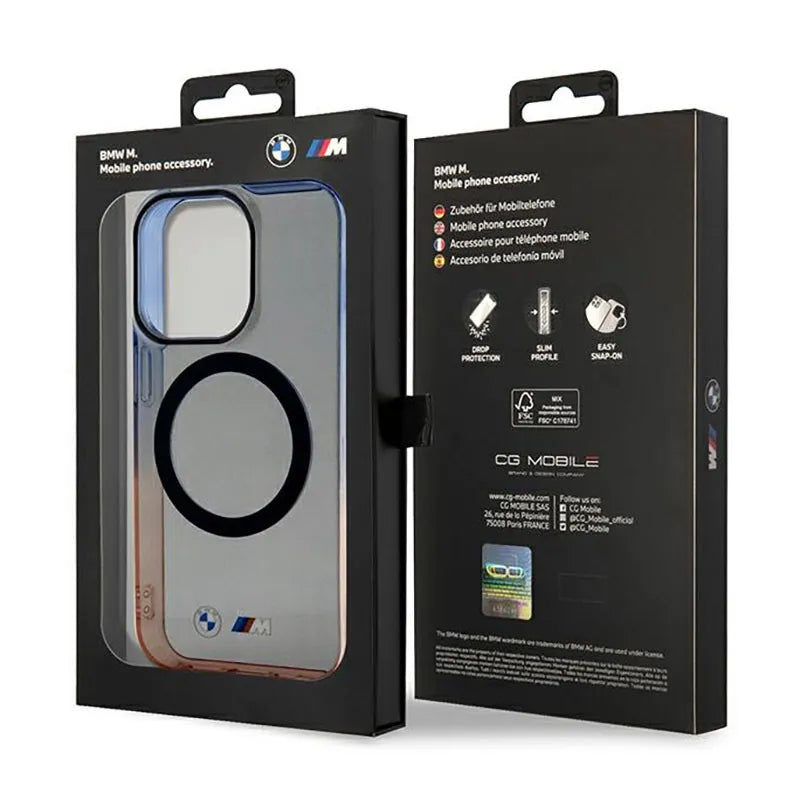 BMW Gradient Bumper MagSafe – dėklas iPhone 14 Pro (pilkas)