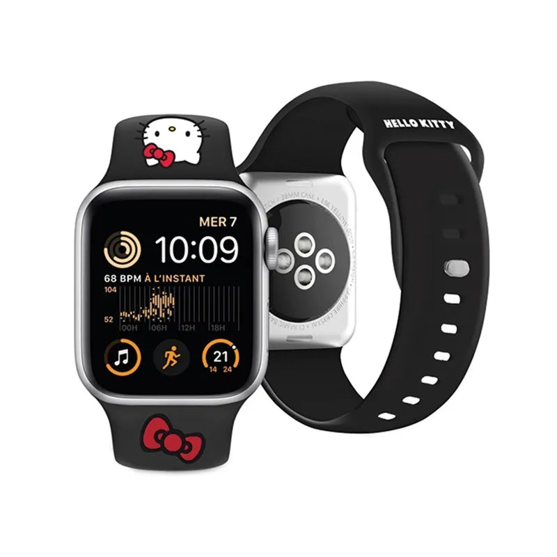 Hello Kitty Silicone Kitty Head – dirželis Apple Watch 38/40/41 mm (juodas)