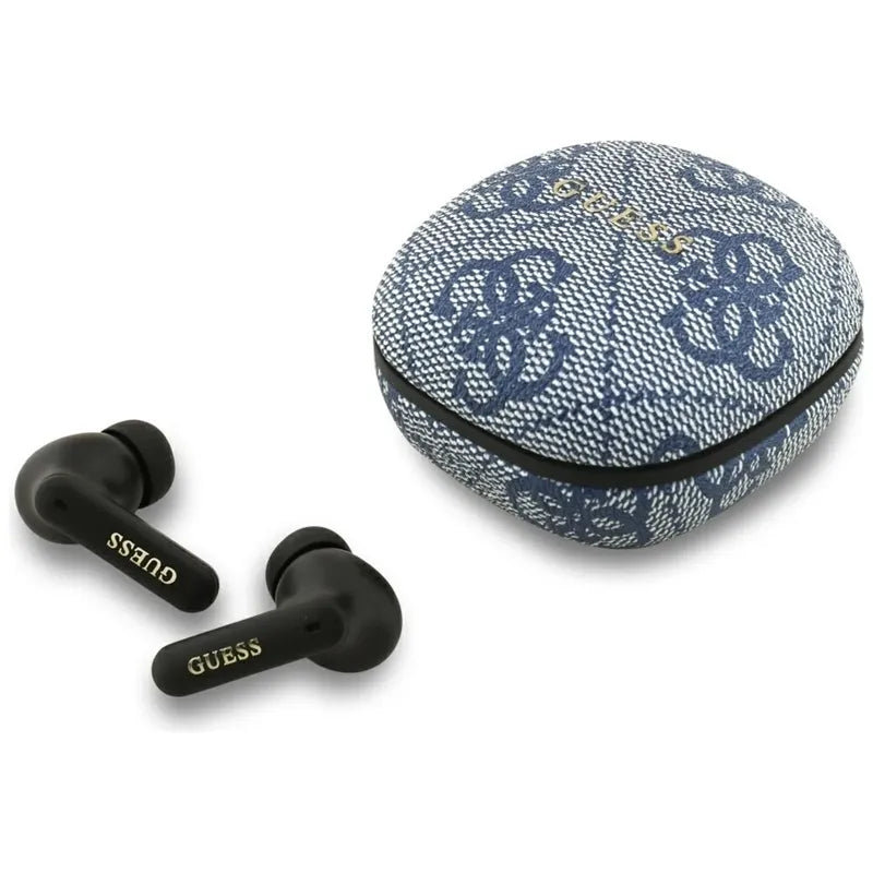 Guess 4G Classic Metal Logo – Bluetooth TWS ENC ausinės + įkrovimo dėklas (Mėlyna)