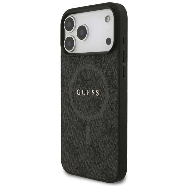 Guess 4G Ring Classic Logo MagSafe dėklas iPhone 17 Pro Max (juodas)