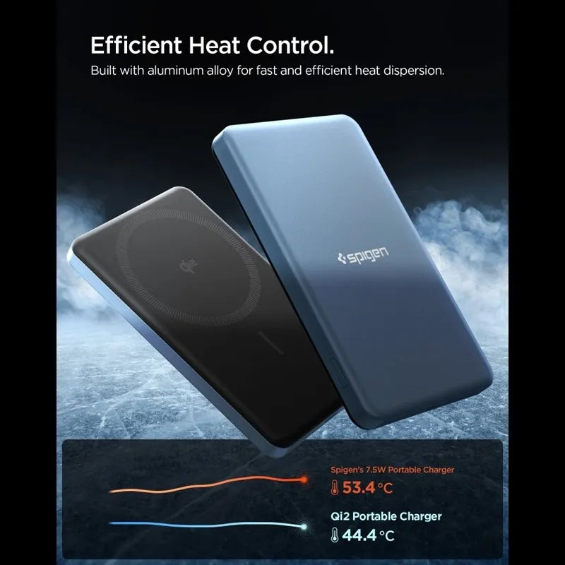 Spigen EA2205MQ Essential – Išorinis akumuliatorius MagSafe 5000 mAh 22,5W Qi2 (Melsvai žalia)