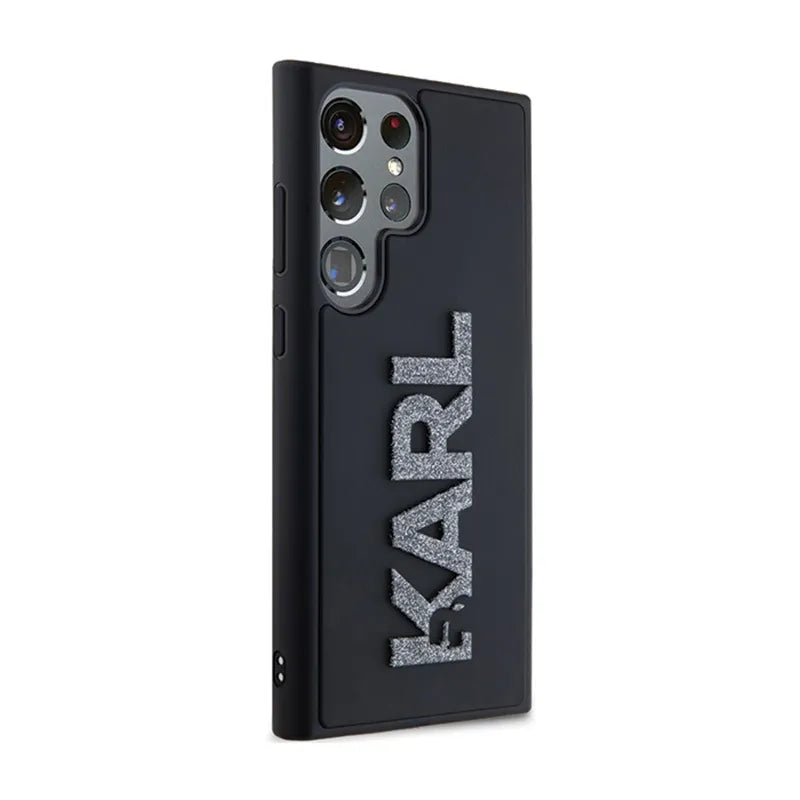 Karl Lagerfeld 3D Rubber Glitter Logo – Samsung Galaxy S23 Ultra dėklas (juodas)