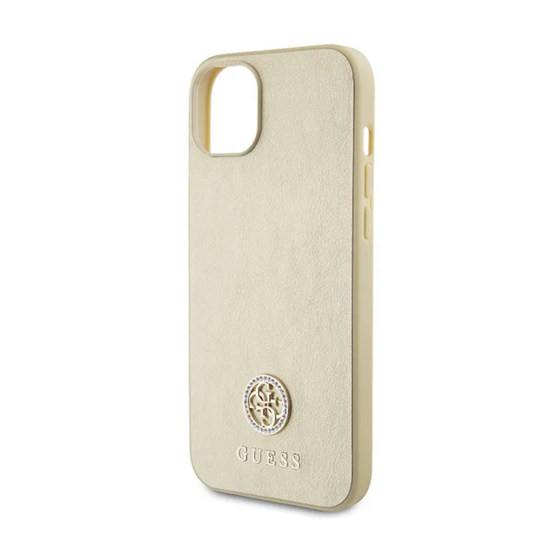Guess 4G Strass Metal Logo – Dėklas iPhone 15 (auksinis)