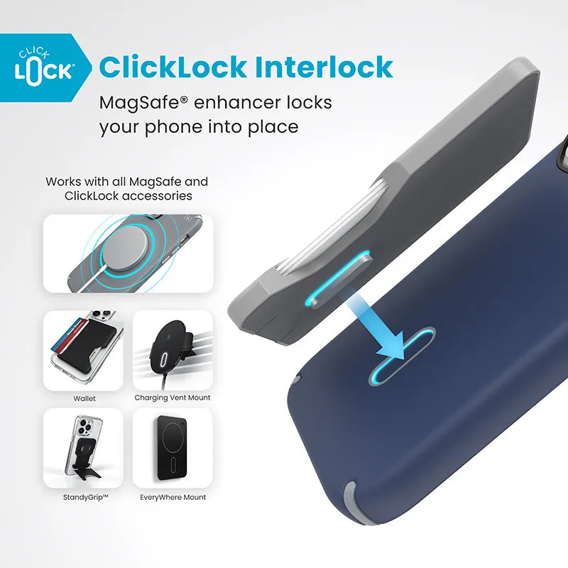 Speck Presidio2 Pro ClickLock & MagSafe - iPhone 16 Pro dėklas (mėlyna / pilka / balta)