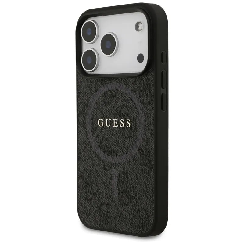 Guess 4G Ring Classic Logo MagSafe – dėklas iPhone 17 Pro (juodas)
