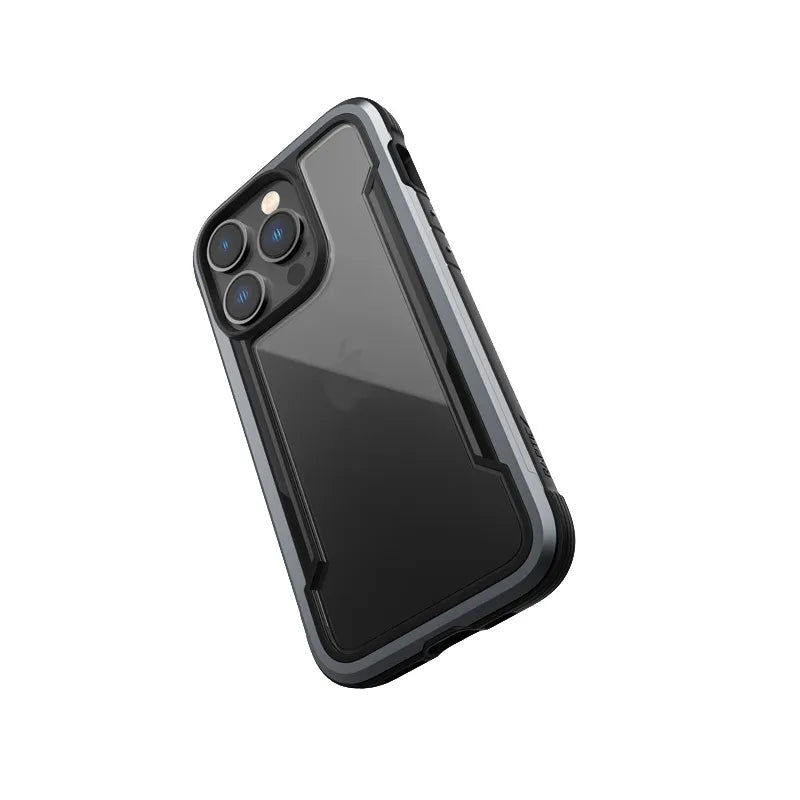 X-Doria Raptic Shield – aliuminis dėklas, skirtas iPhone 14 Pro (atlaiko kritimą iš 3 m aukščio) (juodas)