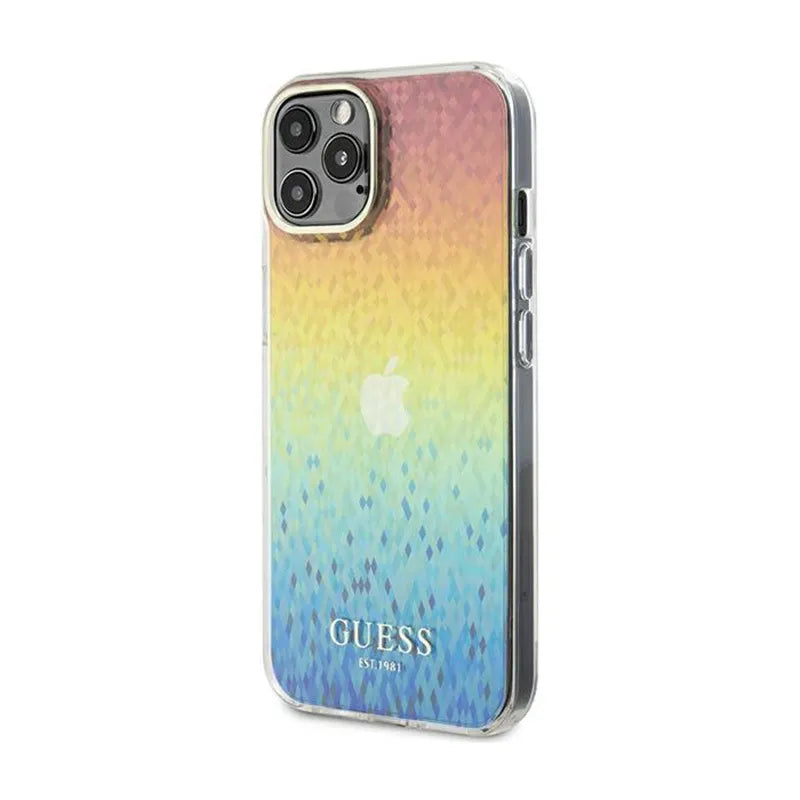 Guess IML Faceted Mirror Disco Iridescent dėklas, skirtas iPhone 12 / iPhone 12 Pro (vaivorykštinis)