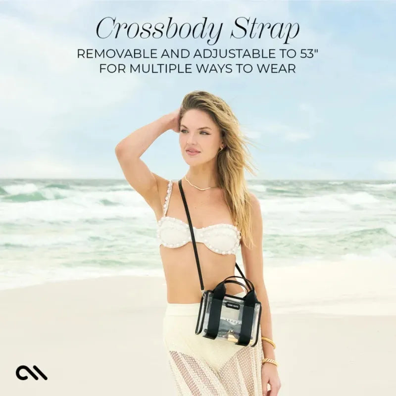 Case-Mate Micro Tote Bag – vandeniui atsparus krepšys per petį (Midnight Black/Clear)