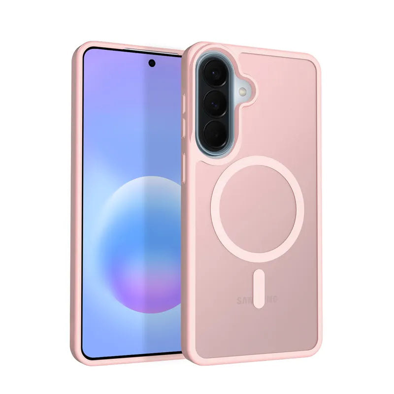 Crong Hybrid Matte Magnetic - MagSafe dėklas Samsung Galaxy A57 (rožinis)