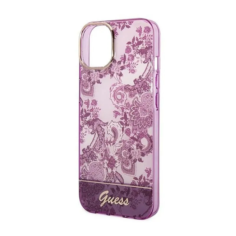 „Guess Porcelain Collection“ – dėklas „iPhone 14 Plus“ (fuksijos spalvos)