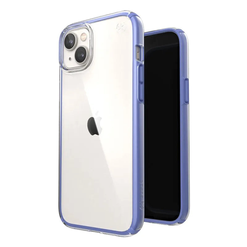 Speck Presidio Perfect-Clear su Impact Geometry - Dėklas iPhone 15 Plus / 14 Plus su MICROBAN danga (Skaidrus / Grounded Purple)