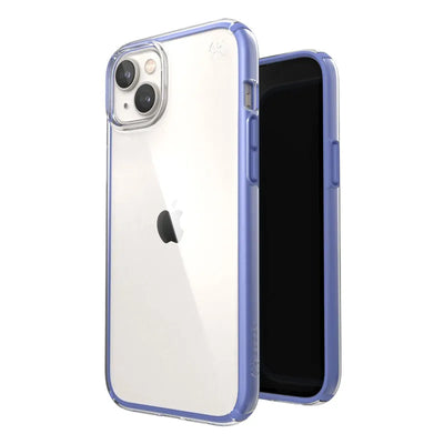 Speck Presidio Perfect-Clear su Impact Geometry - Dėklas iPhone 15 Plus / 14 Plus su MICROBAN danga (Skaidrus / Grounded Purple)