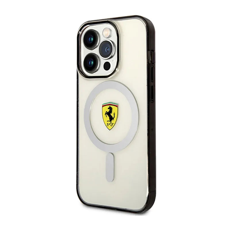 Ferrari Outline Magsafe – dėklas iPhone 14 Pro telefonui (skaidrus)
