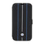 BMW Booktype Leather Stamp Blue Lines dėklas, skirtas iPhone 14 Pro (juodas)