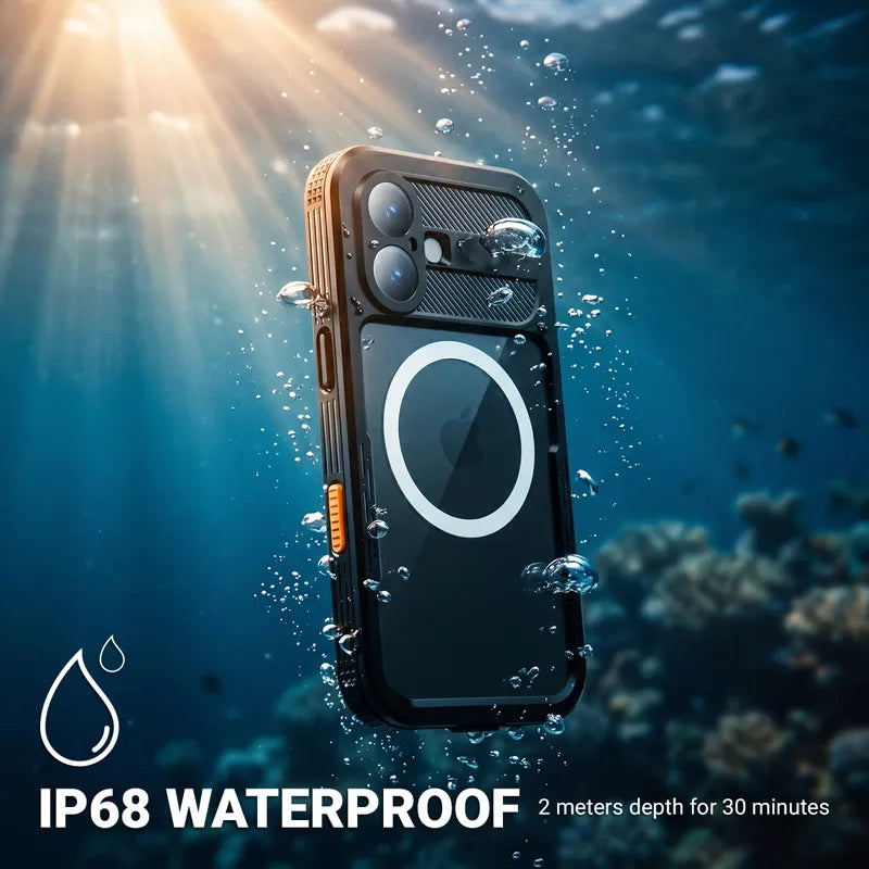 Crong Seal Cover - IP68 vandeniui atsparus dėklas, skirtas iPhone 17 (juodas)