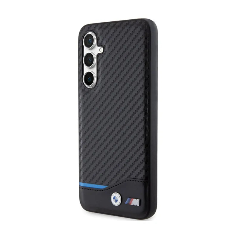 BMW Leather Carbon Blue Line – Samsung Galaxy S23 FE dėklas (juodas)