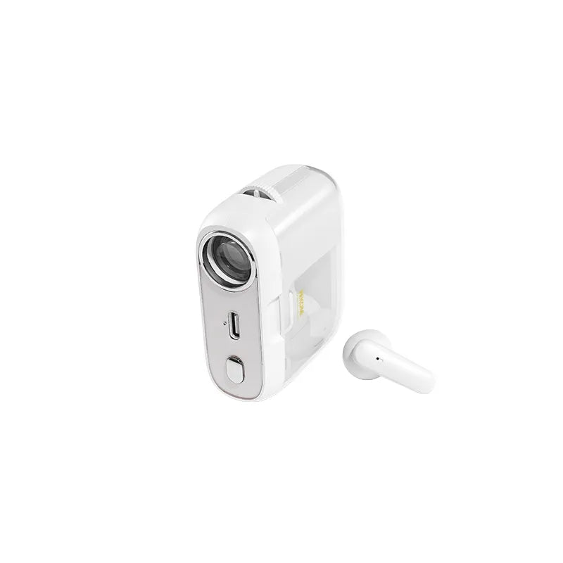 WEKOME S28 Pop Digital Series – „Bluetooth V5.3“ TWS belaidės ausinės su įkrovimo dėklu ir projektoriaus funkcija (baltos)