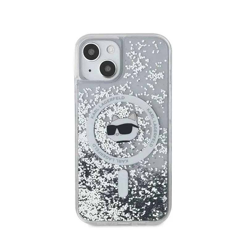 Karl Lagerfeld Liquid Glitter Choupette Head MagSafe – iPhone 13 dėklas (skaidrus)