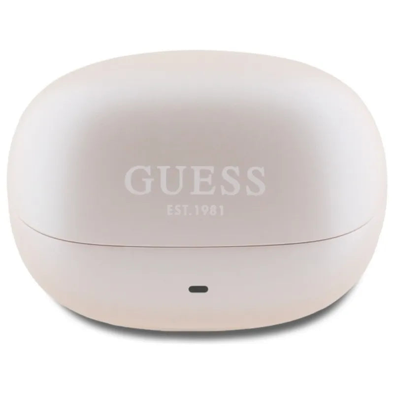 Guess Capsule Printed Logo – „Bluetooth TWS ANC & ENC“ ausinės su įkrovimo dėklu (rožinės spalvos)