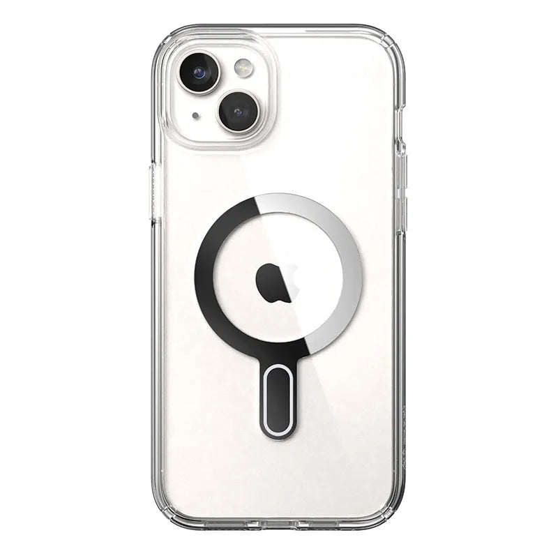Speck Presidio Perfect-Clear ClickLock & MagSafe - dėklas iPhone 15 Plus / iPhone 14 Plus (skaidrus / chromuota apdaila / Serene Silver)