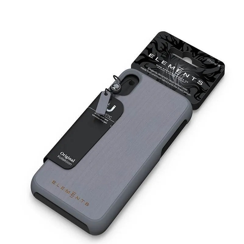 Nordic Elements Original Gefion – dėklas iPhone Xs Max su tikro klevo medžio elementais (Mid Grey)